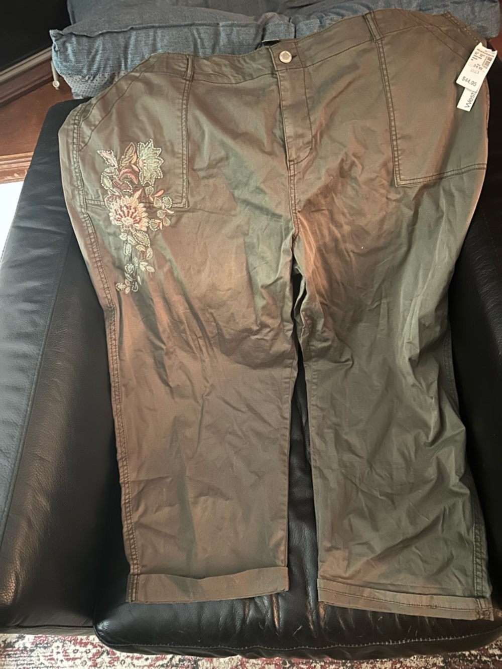 dressbarn Olive Green Utility mid-rise boyfriend Pants 24w